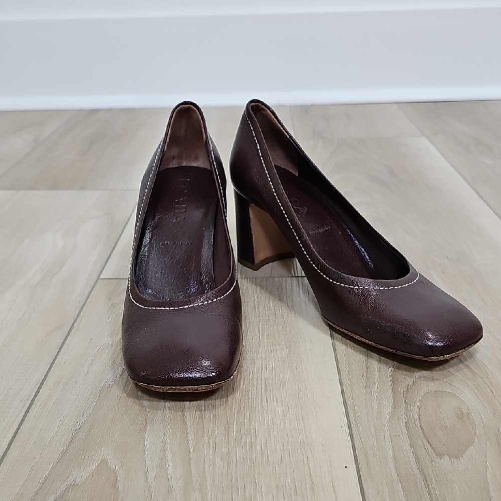 Vintage Prada Dark Brown Leather Heels